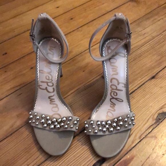 Sam Edelman Shoes - Sam Edelman tan suede beaded heels sz 6.5